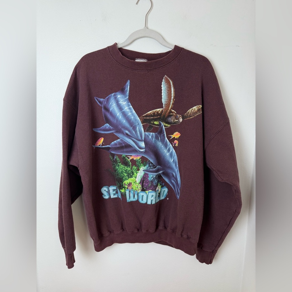 Vintage Sea World Crewneck Sweatshirt Dolphins Turtles Large